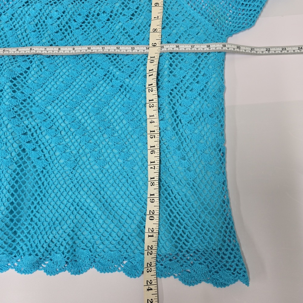 Vintage Amanda & Amanda Crochet Knit Matching‎ Set Top Skirt Blue Size Medium - Picture 4 of 10